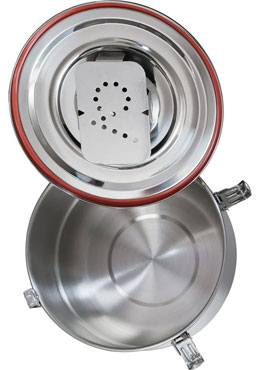 The 8 liter CVault stainless steel storage container.