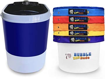 The mini washing machine and bubble bag kit from Bubble Bag Dude is an easy way to make bubble hash for these brownies.
