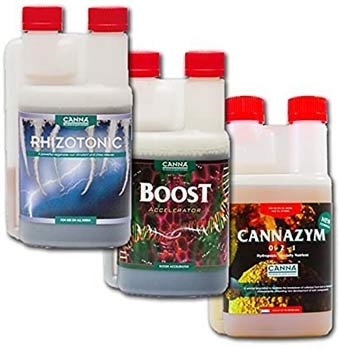 The Canna Coco feed schedule uses additives including Rhizotonic, Boost, and Cannazym.