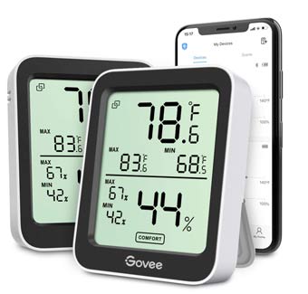 Govee Bluetooth Hygrometer/Thermometer lets you monitor humidity and temperature levels using an app.
