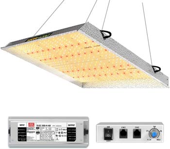 The Mars Hydro TS 3000W LED Grow Light uses 450 watts of power and has adequate coverage for a 4x4 tent.