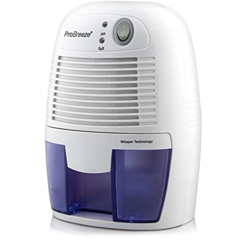 Be wary of small dehumidifiers with tiny water storage tanks.