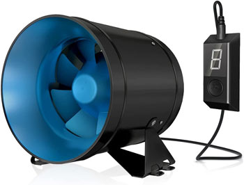 TerraBloom's quiet 6 inch inline duct fan is a bit louder than their "silenced" model.