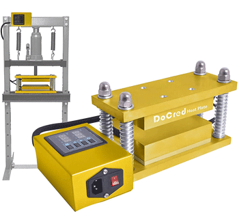 The DoCred rosin press heat plate set comes in 3" x 6" and 3" x 8" sizes.