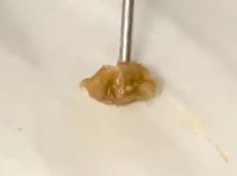 Chill the rosin after pressing and then collect with a dab tool.