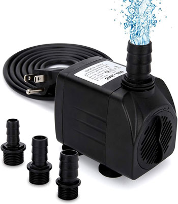 The Growneer 550 GPH pump has enough power to life water over the edges of large water reservoirs.