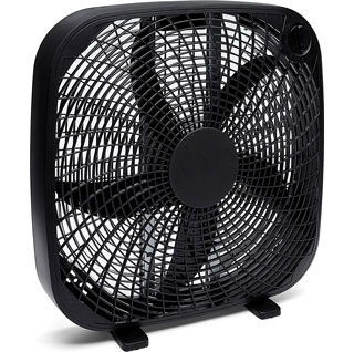 The Amazon Basics box fan is an inexpensive choice for small and medium size grow rooms.