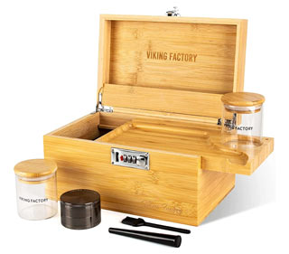 The wooden stash box from Viking Factory